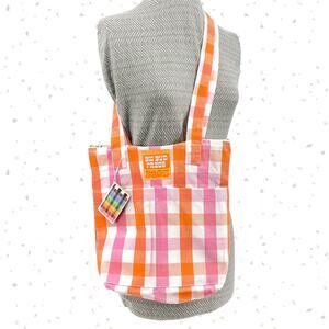 Big Bud Press Zip Top Tote Checked Gingham Pink Orange White Spring Summer Bag